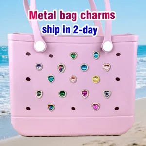 Popular New Designer Luxury Metal Large Big Handbags Charms Custom Gemstone Women Summer Eva Bag Charms Bulk for Beach Bag