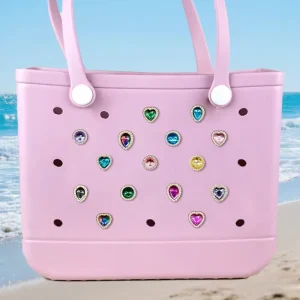 Popular New Designer Luxury Metal Large Eva Bag Charms Custom Gemstone Women Summer Handbags Charms Bulk for Beach Bag