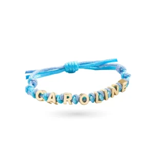 Popular Pick Promotional Customized Blue Woven Knitted Capital Letter Charms Fashion Accessories Adjustable Rope Bangle Bracelet