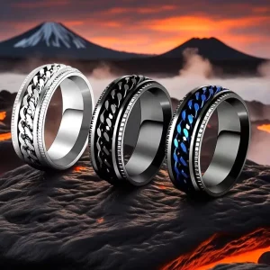 Popular Rotatable Stainless Steel Ring Chain Ring Trendy Fashion Hip Hop Couple Personality Jewelry Fashion Rings