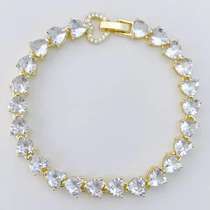 Popular Simple Accessories 14K Gold Laminated Crystal Heart Bracelet Fashion Charm Chain Bracelet