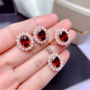 Premium Crystal Jewelry Set Love Heart Pendant Necklace Bracelet Rings Watch Sterling Silver Unisex Rhodium Plated Romantic