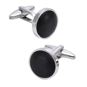 Premium Men’s Fashion Accessory Custom Genuine Leather Cufflinks Wedding Tuxedo Party Trendy Wedding Jewelry Gift Set