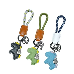 Premium PU Leather Coin Holder Horse Keychain with Embossed Gold Money Bag Charm Cute Colorful Design
