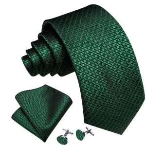 Premium Quality 100% Polyester Silk Necktie Woven Hand Striped Classic Solid Color High Quality Cufflinks Hanky Set for Men