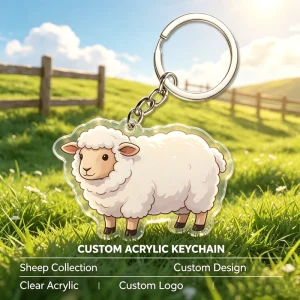 Premium Sheep Acrylic Keychain Custom Design Iridescent Laser Cut Charms Personalized Colorful Acrylic Keyring for Farm Gift
