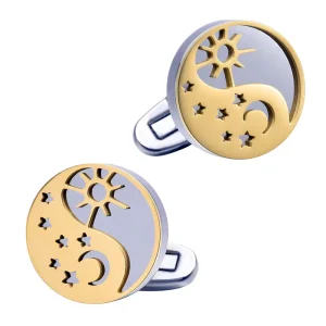 Premium Stainless Steel Cufflinks Gold Silver Sun Design Custom Men’s Suit Shirt Fashion Accessory Wedding Tuxedo Gift