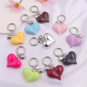 Price Rainbow Heart 3D Resin Keychain Cute Bag Charm Pendant Accessories Keychain for Women Valentine Day Gifts Keyring