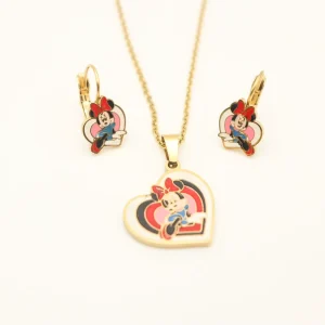 Price Stainless Steel Cartoon Heart Shaped Fashion Jewelry Sets for Women Girls and Kids