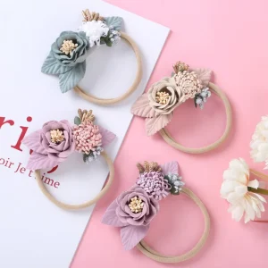 Princess Baby Girl Floral Elastic Headband Seamless Hair Bands European & American Fashion Style Kids Hair Accessory Gift
