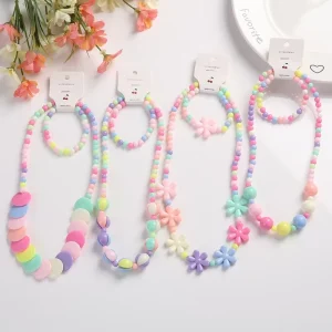 Princess Necklace Bracelet Set Teenager Costume Jewelry Play Jewelry for Women Dress up Pretend Play Party Favors