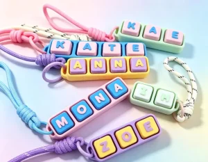 Printing Logo Name Clicker Fidget Keychain Silent Personalized Keyboard Clicker Fidget Toy Keyring Stress Relief Keychain