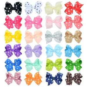 Printing Point Kids Hair Accessories 8 cm Grosgrain Ribbon Boutique Hair Bows No Clips