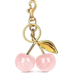 Private Label Cute Cherry Purse Charms for Handbags Leather Fruit Keychains Custom Design Valentine Gift Factory