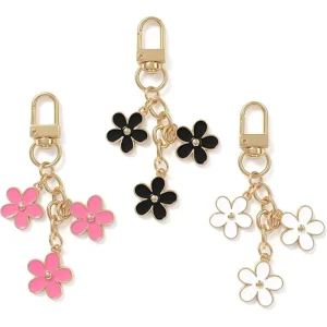 Private Label Cute Flower Keychains Custom Design Enameled Charm Aesthetic Floral Keyring Pendant for Handbags OEM