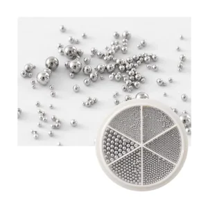Private Label Mixed Sized 3D Nail Decoration Stainless Steel Ball Beads in Round Wheel Box