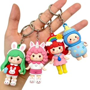 Professional Custom 3D Cartoon Animal PVC Keychains 3D 2D Soft Rubber Silicone Custom Rubber PVC Keychain Fashion Accessories