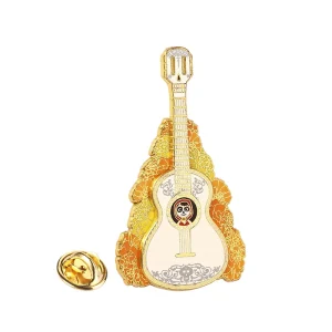 Professional Design Enamel Lapel Pin Movie Guitar with Miguel Portrait Collectible Badge Customizable Souvenir Decoration Gifts