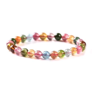 Professional Factory Natural Colorful Stone Round Beads Rough Tourmaline Bracelet Fashion Jewelry for Women’s