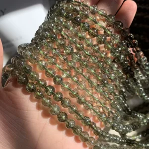 Professional Factory Natural Tourmaline Green Actinolite Quartz Bracelet Crystal Rutilated Quartz Gemstone Fashion Jewelry