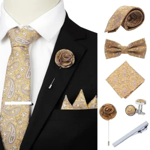 Professional Polyester Woven Printed Party Tie Handkerchief Cufflinks Necktie Gift Set for Boy