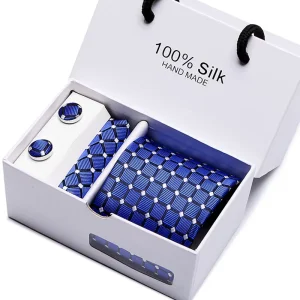 Promotion Men’s Tie Square Cufflinks Business Cooperation Wedding Gift Box Set Graduation Suit Accessories Father’s Day Gift