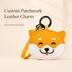 Promotional Custom Multi Color PU Leather Patchwork Keychain Creative Bag Charm Pendant For Event Souvenir Giveaways