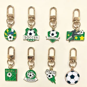 Promotional Gift Bag Charms Mini Metal Enamel Football Soccer Ball Keychain for Key