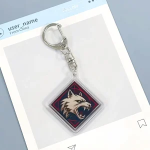 Promotional Gift Custom Key Rings Cnc Diamond Cut Two Side Print Epoxy Acrylic Charm Factory Direct Bulk Supply