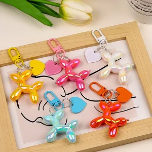 Promotional Keychain Balloon Dog Colorful Key Chain Accessories Charms Cute Dog For Bag Jewelry