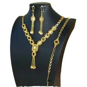 Prong-set Gold-plated Diamond 4-Piece Fashion Jewelry Set for Wedding Engagement & Anniversary Gift