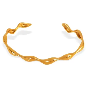 Punk Fashion Versatile Open C Shaped Bracelet Niche Personalize Stainless Steel Bracelet 18k Gold Plated Women Jewelry