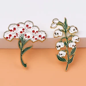 Punk Flower Enamel Pins Women’s Brooches Men Lapel Pins Badge on Backpack Costume Accessories Halloween Jewelry Gift