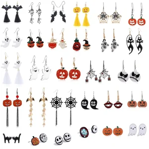 Punk Halloween Jewelry Silver Plated Drip Earrings Skull Spider Pumpkin Earrings Gifts for Women