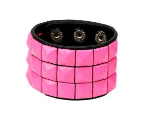 Punk Multicolor Square Studded Real Leather Men’s Wide Bracelets Cuff Bangle Cycling Bar Accessories Fashion Jewelry