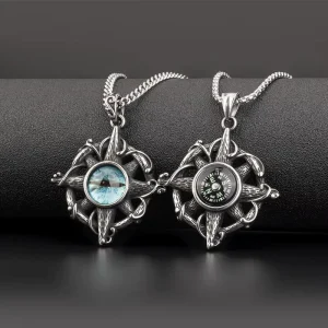 Punk Pendant Necklace Compass Pendant Necklace Nautical Punk Hip Hop Jewelry Stainless Steel Viking Pendant for Men