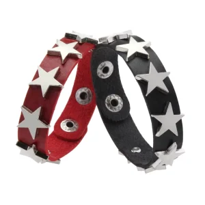 Punk Star Riveted Leather Bracelet Personality Simple Fashion Style Couple Hand Jewelry