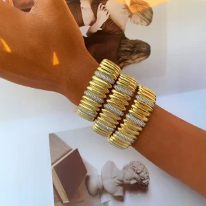 Punk Style Copper Bangle Bracelet Gold-Plated Bracelet Jewelry for Women