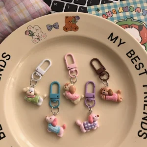 Puppy Cartoon-Themed Plastic Resin Handmade Keychain AirPods Case Headphone Cover Pendant DIY Phone Case Chain Wrist Strap