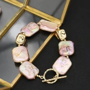 Purple Baroque Pearl Bracelet Movable Link Molded Artistic Style Classic Holiday Wear For Woman Valentine Feast Favor Bauble