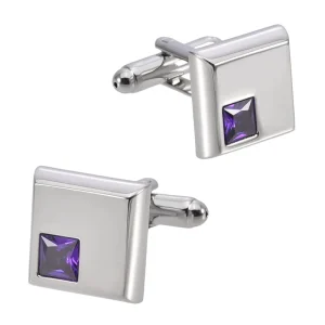 Purple Crystal Diamond Elegant Cufflinks Custom Mens Suit Shirt Fashion Accessory Wedding Tuxedo Trendy Jewelry Gift