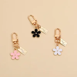 Purse Accessories Women’s Fashion Handbag Keychain Flower Bag Charms Enameled Keychain