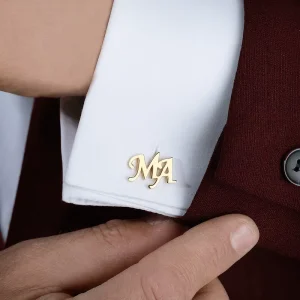 Pvd Gold Plated Personalized Name Cufflinks Custom Stainless Steel Initial Cufflinks for Men