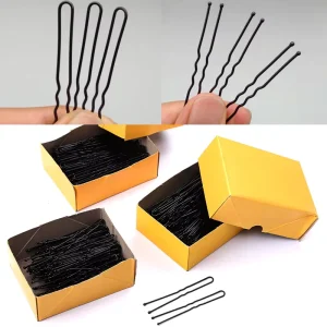 Q&Y 100pcs box Custom High Quality 70mm 60mm 50mm Strong Hair Clips Black U Shape Bulk Metal Bobby Pins for Bun Salon