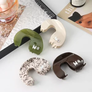 QianJin Custom Mini U Shaped Hair Claw Clips High Sense Women Half up Hair Shark Clip Summer Back Head Hair Accessories