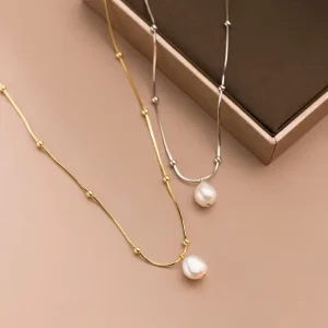 Quality Beads Snake Chain Necklaces 925 Sterling Silver Fresh Water Pearl Pendant Necklaces for Women Fine Jewelry