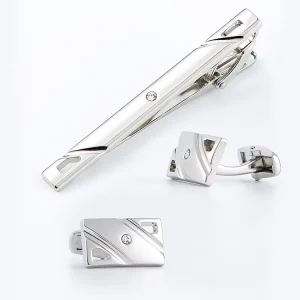 Quality Custom Logo Suit Shirt Cufflink and Tie Clip Sets for Businessman Government