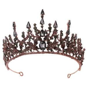 Queen Crystal Tiaras Black Bride Crown Hair Accessories for Wedding Birthday Prom Celebration Rhinestone Decorations