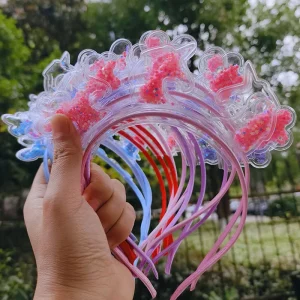 Quicksand Butterfly Flower Unicorn Pattern Hair Hoop Crown Beads Headband Princess Hair Accessories