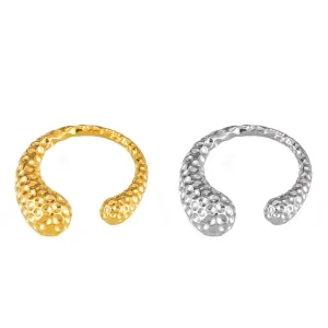 R0424 Fashion Jewelry 18k Gold Plated Fashion Ring Women Wedding Vintage Stainless Steel Rings